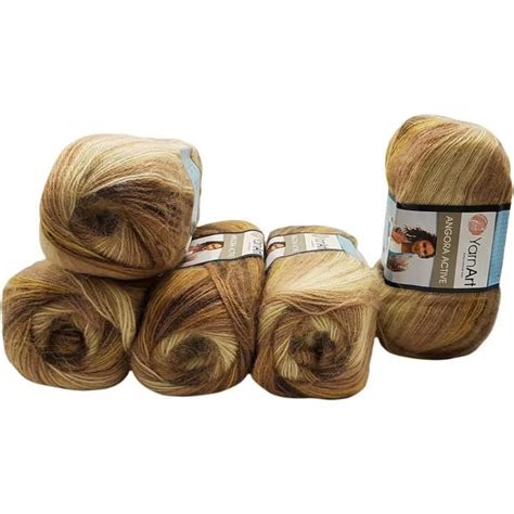 Angora Active Lot De 5 Pelotes De Laine À Tricoter 100 G Multicolore