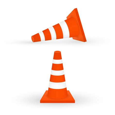 Under Construction Barrier Realistic Traffic Cone Vector Illustration