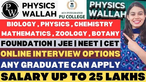 Physics Wallah Hirings Multiple Subject Options Attractive