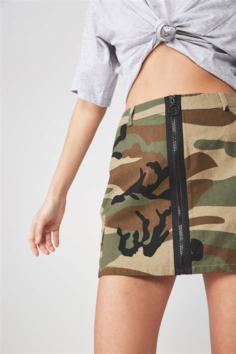 Camo Zip Front Skirt