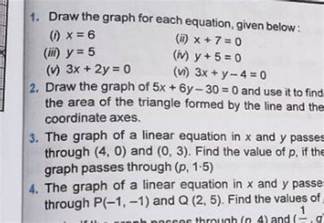 1 Draw The Graph For Each Equation Given Belowi X6ii X70iii