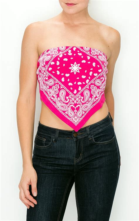 Womens Sexy Paisley Tie Dye Bandana Tube Crop Top Shirt Etsy