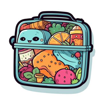 Cute Lunchbox Vector Sticker Clipart Cartoon Cute Lunch Box With Apple