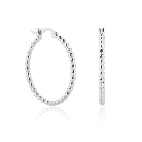 Silver Beaded Hoop Earrings Classy Women Collection