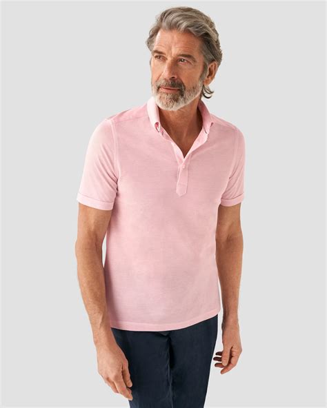 Pink Oxford Piqué Polo Shirt Short Sleeve Eton