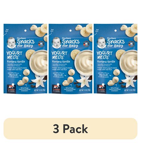 3 Pack Gerber Snacks For Baby Yogurt Melts Banana Vanilla Freeze