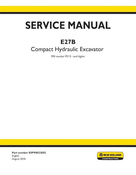 Manual de servicio en pdf de la excavadora hidráulica New Holland E27B