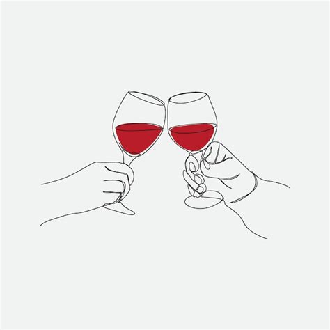 Premium Vector Continuous One Line Drawing Of Cheers Two Glasses For