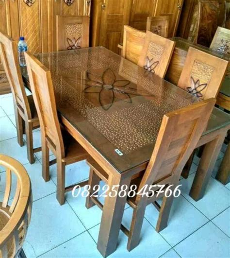 Jual Meja Kursi Makan Minimalis Bahan Kayu Jati Asli Jepara FREE ONGKIR