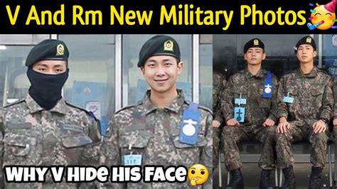 Bts V And Rm New Military Photos Bts V Hide His Face Rm And V