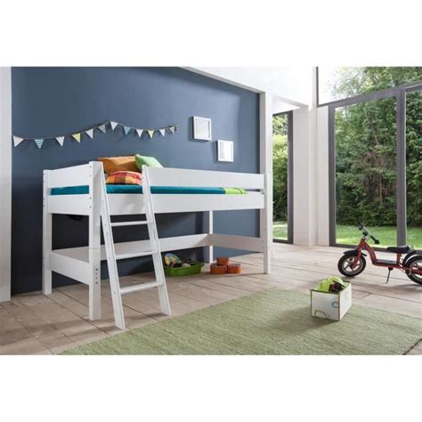 Lit Mi Hauteur Pour Enfant Coloris Blanc Achat Vente Lit Mezzanine