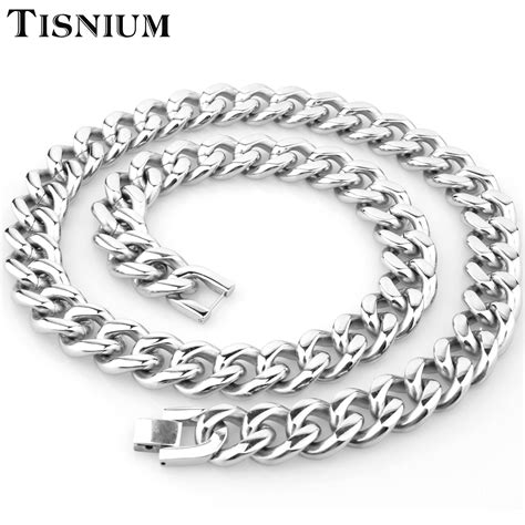 Tisnium Collar Cubano De Mm Para Hombre Y Mujer Gargantilla De Acero