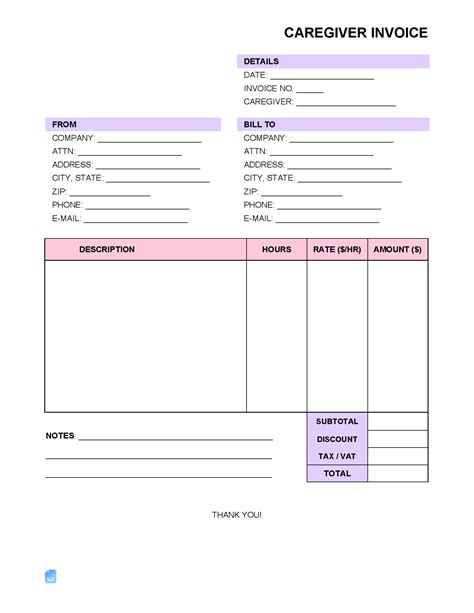 Caregiver Invoice Template Invoice Maker