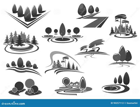 Gardening Or Green Landscape Design Vector Icons Stock Vector