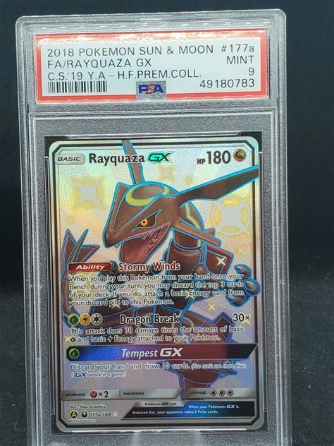 Psa Mint Shiny Rayquaza Gx Full Art Hidden Fates Pokemon Card Values