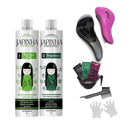 Kit Escova Progressiva Orgânica Selagem Japinha Cosmético 1L Japinha