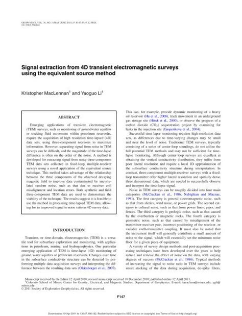 Signal Extraction From 4D Transient Electromagnetic Geophysics