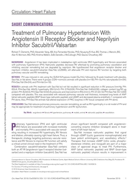 PDF Treatment Of Pulmonary Hypertension With Angiotensin II Receptor