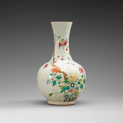 A Famille Rose Vase China Republic 20th Century With Qianlong Four