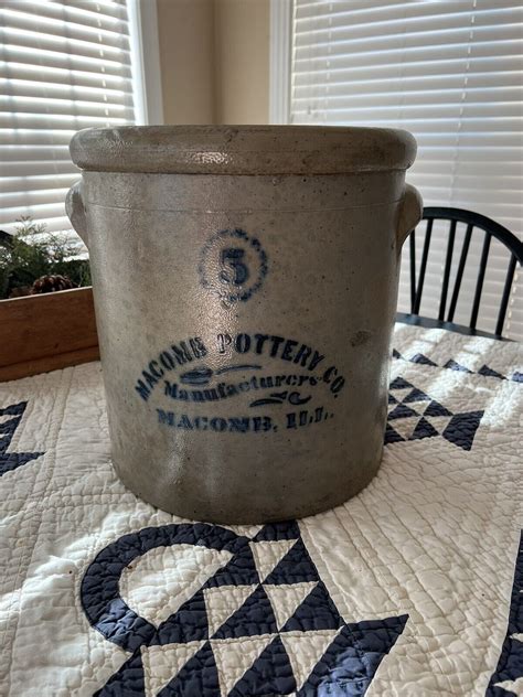 Antique Stoneware Crock 5 Gallon Macomb Pottery Antique Price