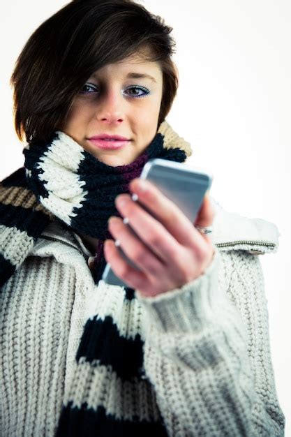 Premium Photo Cute Woman Using Her Smartphone