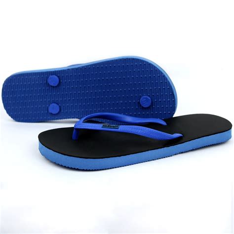 Black And Royal Blue Natural Rubber Flip Flops Slippers Women