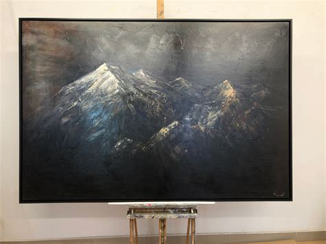 Large Mountains Abstract Paintings Alps Abstract Mountains Painting Or