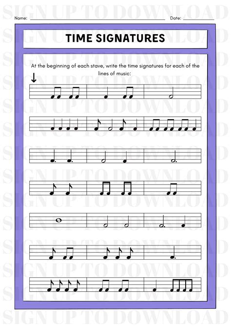 Time Signatures - Worksheet // The Musical Me - Worksheets Library