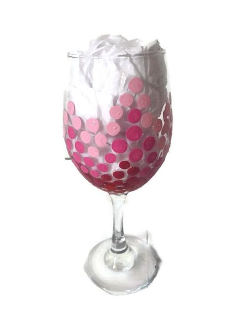 Pink Ombre Wine Glass Hot Pink Ombre Hand Painted Wine