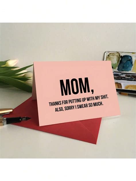 Mom Thanks For Putting Up With My Card Funny Mothers Day Card Mom Birthday Card Mom Love