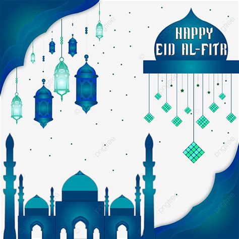 Hermoso Feliz Eid Al Fitr Mubarak Ilustración De Concepto De Saludos