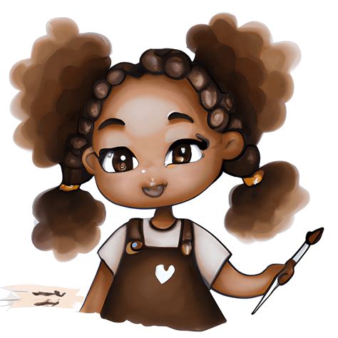 Cute Brown Girl Cartoon Graphic · Creative Fabrica