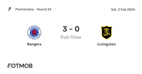 Rangers Vs Livingston Live Score Predicted Lineups And H2h Stats