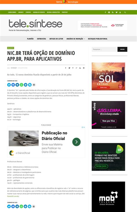 Nic Br Na M Dia Nic Br Ter Op O De Dom Nio App Br Para Aplicativos