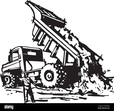 Dumptruck Unloading - Retro Clipart Illustration Stock Vector Image ...