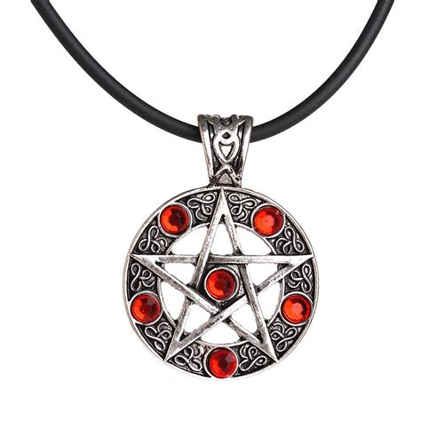 Red Black Invert Pentacle Wicca Pagan Gothic Pentagram Crystal Star