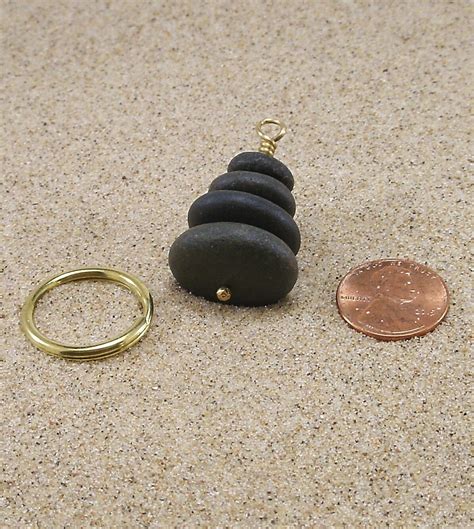 Solid Brass And Beach Stone Zen Keychain From Lake Michigan Couples