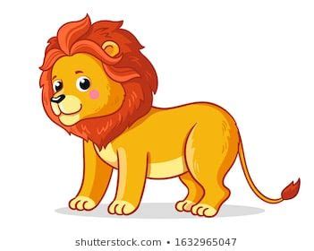 A Cartoon Lion Is Standing With Its Head Turned To The Side And It S