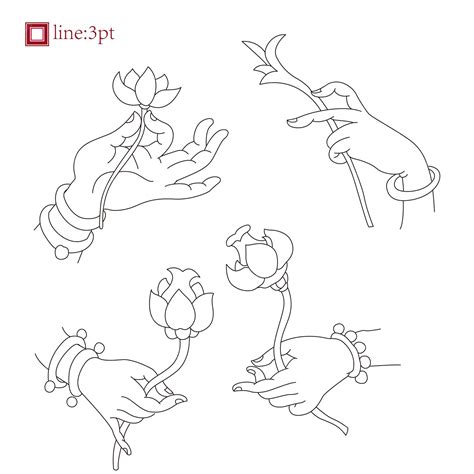 Premium Vector | A set of beautiful hands Set of Buddha's hands and