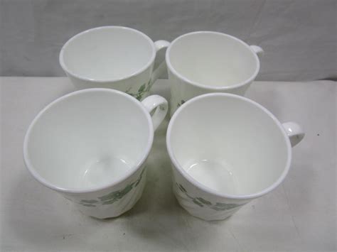 Vintage Corelle Spiral Ribbed Ivy Callaway Coffee Tea Cups