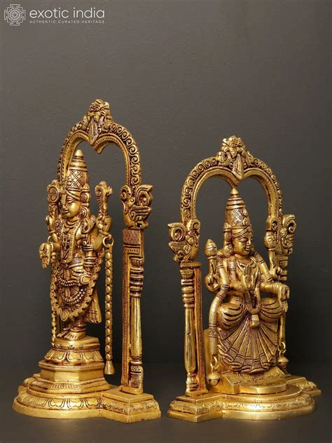 Lord Balaji And Goddess Padmavathi Brass Statue Exotic India Art