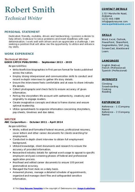 Writer Resume Samples QwikResume