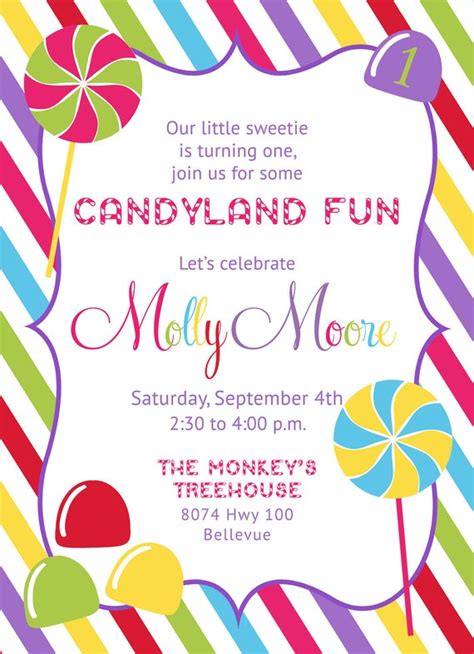 Candyland Candy Shop Invitation Printable Throughout Blank Candyland