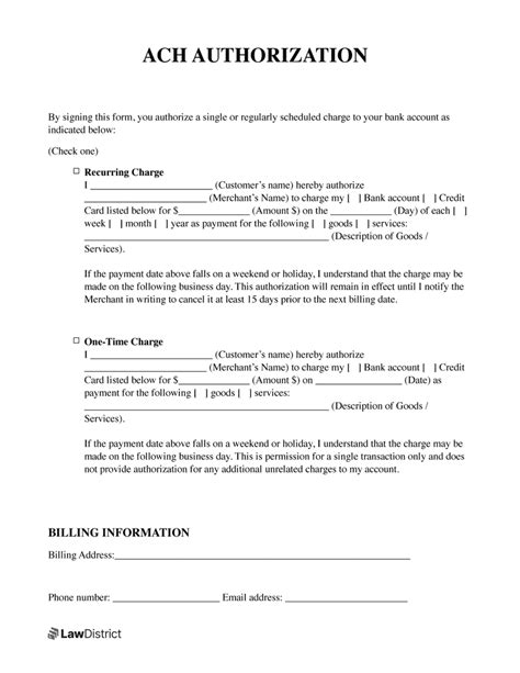 Free Ach Authorization Form Template Prntbl Concejomunicipaldechinu