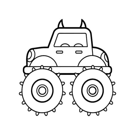 Páginas para colorir Monster Truck para Crianças Monster Truck Line Art