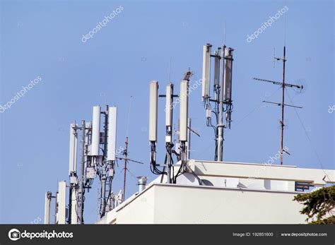 Telecommunication Base Stations Network Repeaters On The Roof Of The