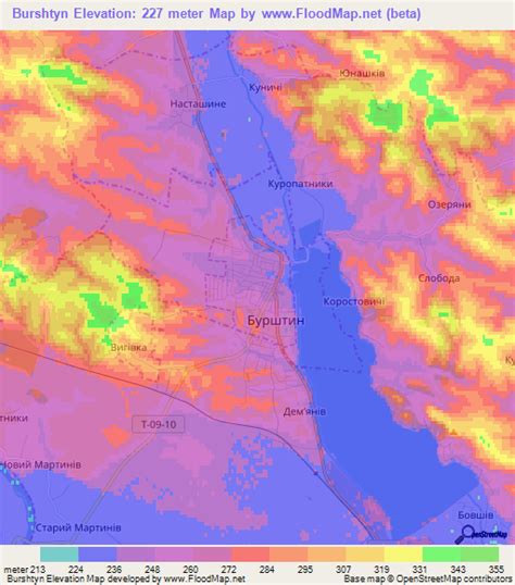 Elevation of Burshtyn,Ukraine Elevation Map, Topography, Contour