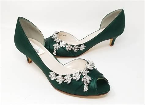 Green Wedding Shoes With Crystal Vine Design Green Bridal Shoes Or Pick From 100 Colors Hunter