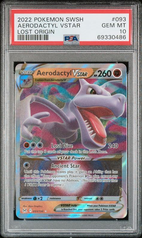 2022 Pokemon Sword Shield Lost Origin 093 Aerodactyl Vstar PSA 10