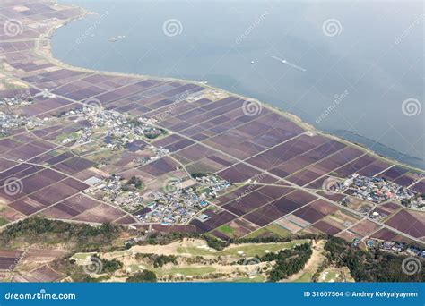 Coast Line Of Pacific Ocean With Rice Fields Stock Photo Image Of